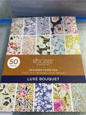 NWT Roobee Luxe Bouquet Designer Paper Pad - Floral Assortment (50 Sheets)